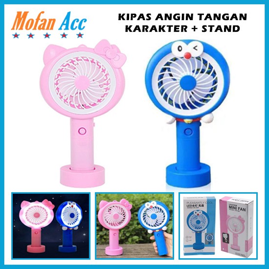 Kipas Angin Tangan Karakter + Lampu LED Handy Mini Fan Stand SX-109