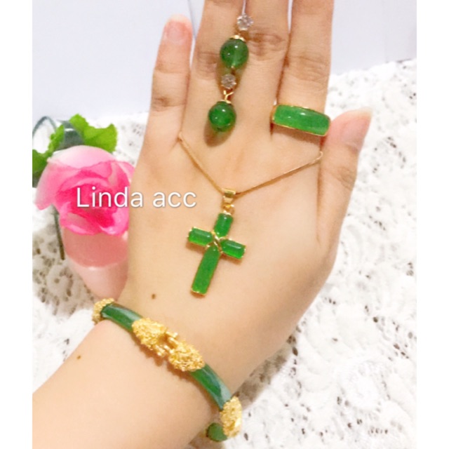 promo set permata giok kalung salib giok asli 8