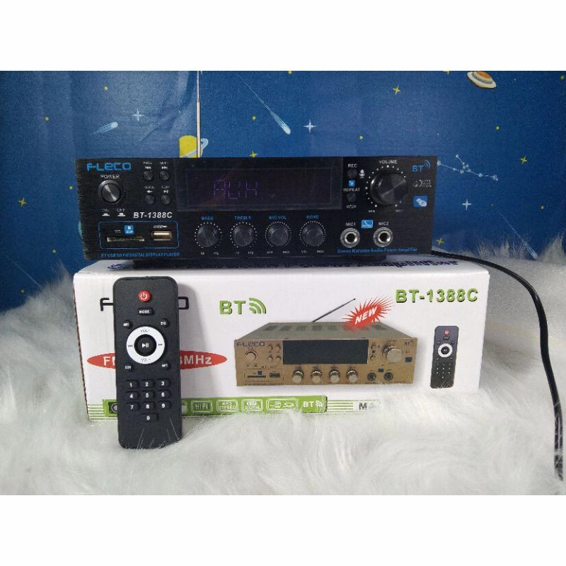 Power Amplifier Bluetooth FLECO BT-1388C + Remote Amplifier Bluetooth