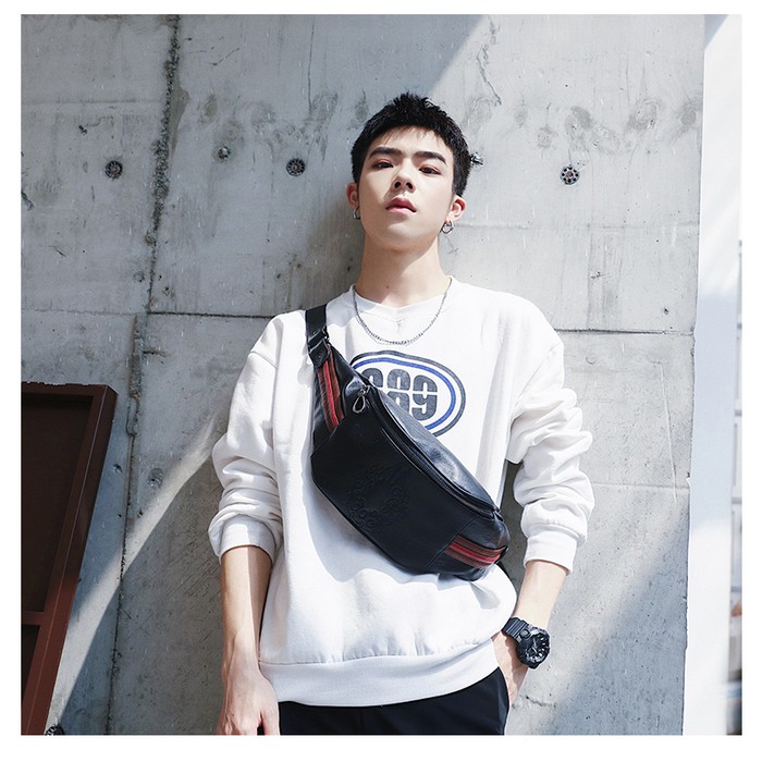 WB82 Semi Ori  Balen*Ciaga Belt Bag / Tas Pinggang Kulit Balen*Ciaga Pria Wanita Unisex