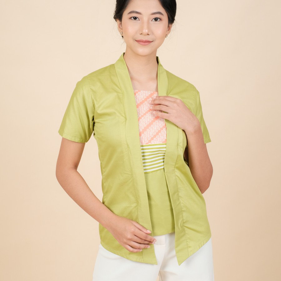 Kebaya Batik Kutubaru 2 in 1 Lengan Pendek Meradelima Katun Hijau