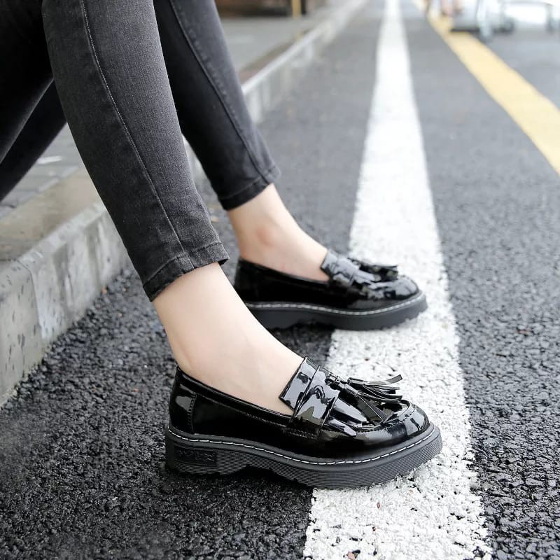 SEPATU DOCMART LOAFERS WANITA / GLOSY RUMBAI PREMIUM 012