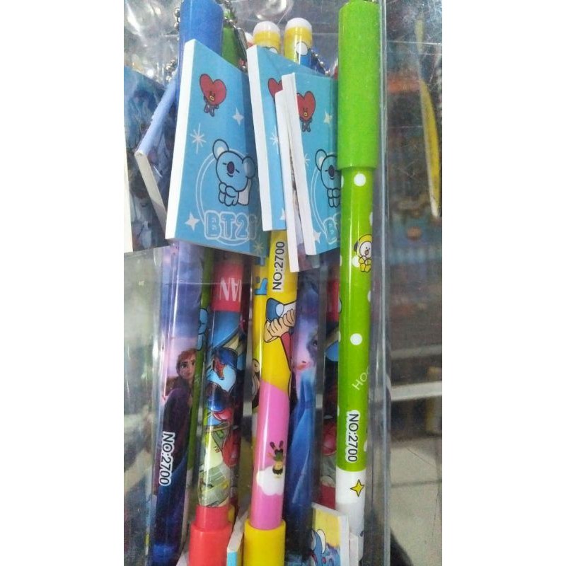 

Bulpen Gel BTS Isi 1 Lusin Pulpen Gel Karakter Bulpen Tinta Hitam