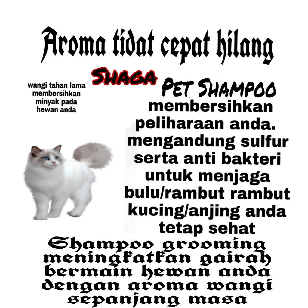 SAMPO KUCING ANJING TERMURAH ANTI KUTU JAMUR DAN BAKTERI SHAGA PET SHAMPO 60 ml