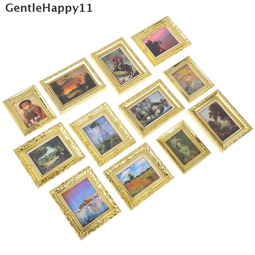 Gentlehappy Miniatur Lukisan Cat Minyak Antik Skala 1: 12 Untuk Dekorasi Rumah Boneka