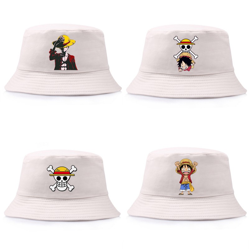 One Piece Topi Bucket Motif Anime Bajak Laut Bahan Katun 100%