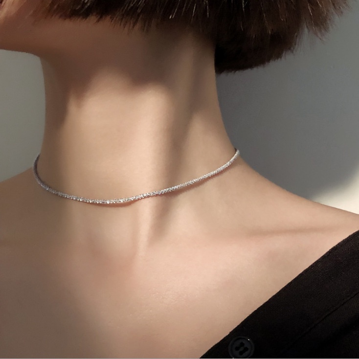 2022 Kalung Choker Rantai Kristal Warna Silver Untuk Wanita