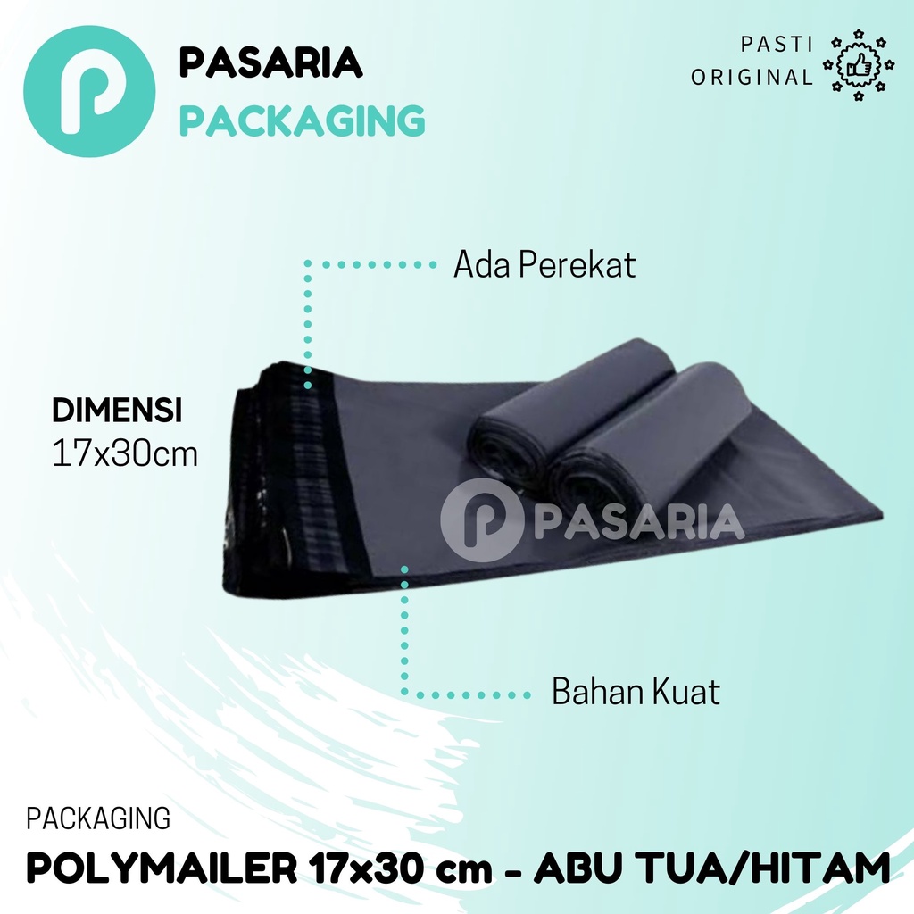 

Plastik Polymailer 17x30 cm Hitam/Abu Tua Packing Online Shop Perekat (17cm x 30cm)