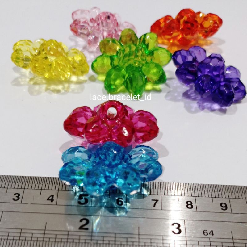 Mute / Manik Manik Bunga Bening Warna Warni Mix (Diameter 3cm)