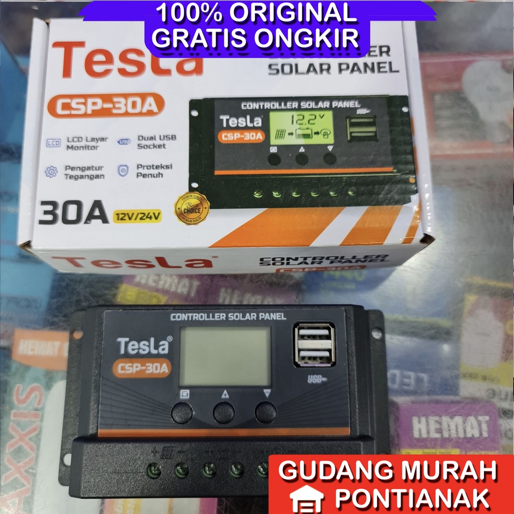 Controller 30A Panel Surya Sollar Charger Controler kontrol pengecas aki tesla