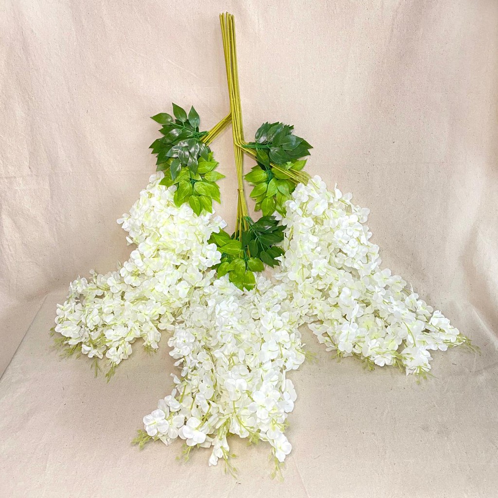 Wisteria Jumbo (lusinan) Bunga Artificial / Bunga Plastik / Bunga Dekorasi / Pernikahan-putih