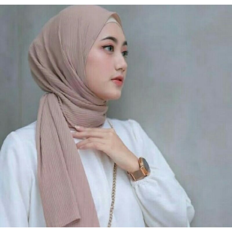 jilbab pasmina plisket