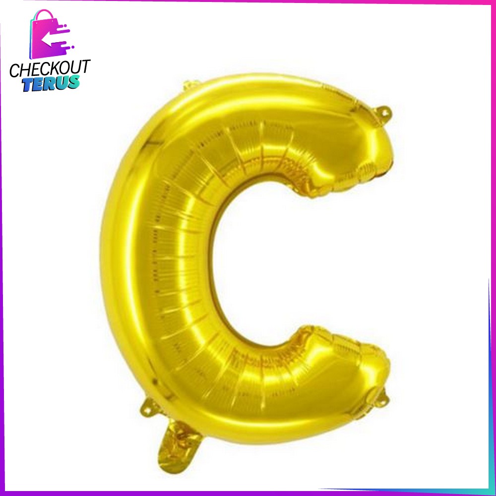 CT C390 Balon Foil Huruf Gold A-Z Balon Foil Angka 0-9 Ballon Foil Abjad Alphabet Angka Polos Baloon Huruf Dan Angka Perlengkapan Ulang Tahun  Balon Foil Gold