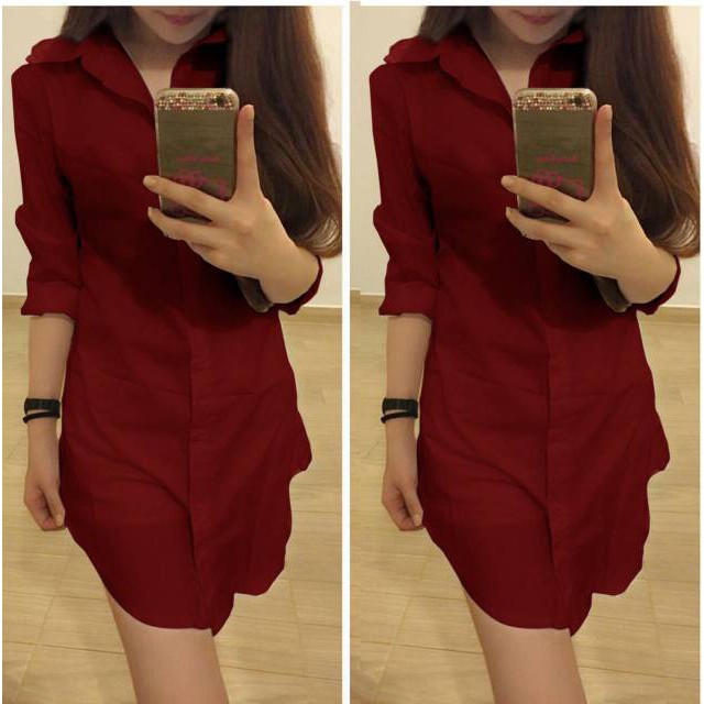 Tunik  Wanita Lengan Panjang Polos  / Big Size / Blouse Ni - Army, L-DONA