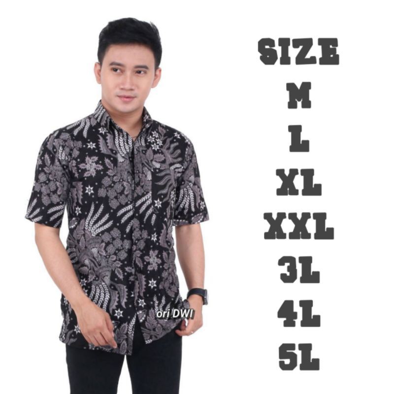 BIG SIZE kemeja batik lengan pendek Pria Hem batik pria baju batik Jumbo XXL 3L 4L 5L