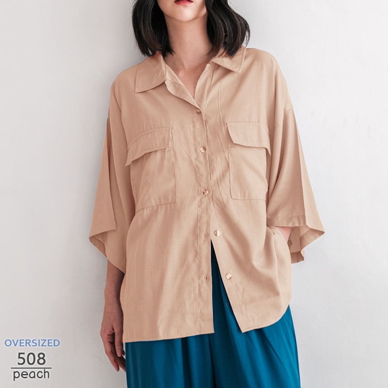 arenabelanja - Kemeja Wanita Oversized Warna Pastel