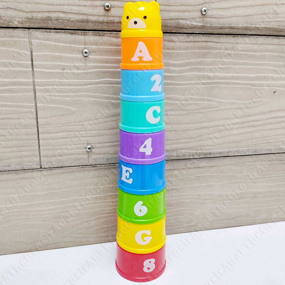 Gelas Susun 1-8 A-H Anak Mainan Edukasi Sortir Stacking Cup Game Montessori Toys