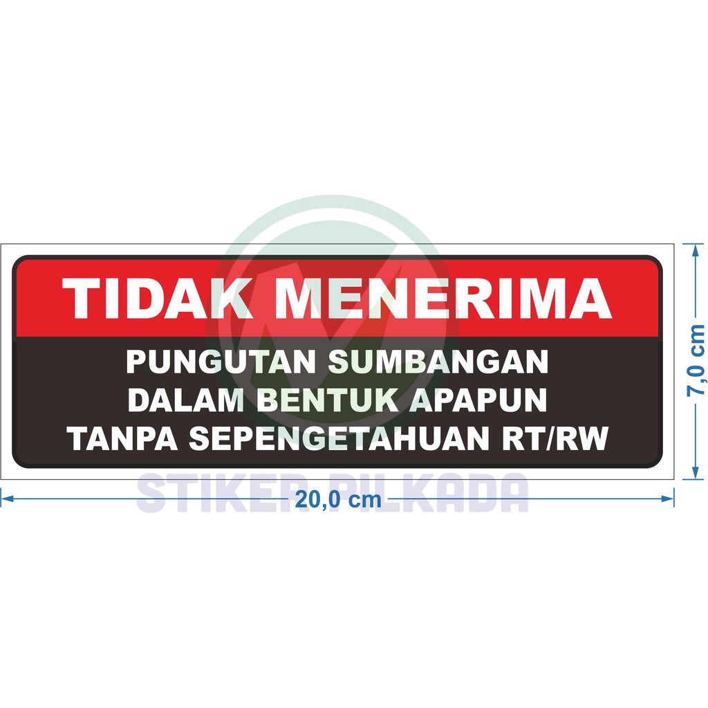 Stiker Vinyl Tidak Menerima Sumbangan 20x7cm Shopee Indonesia