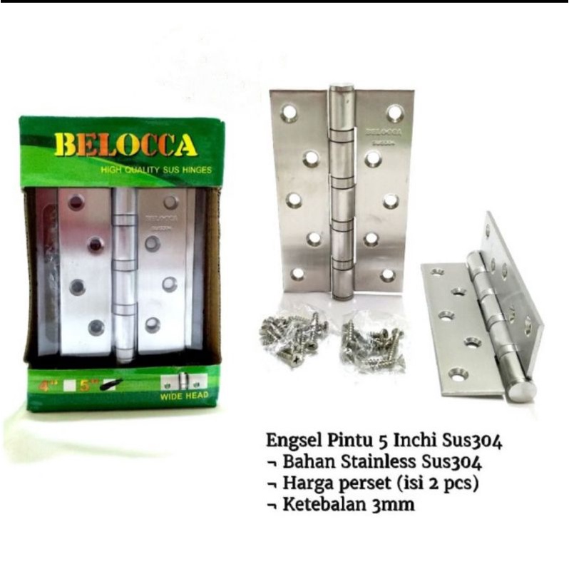 ENGSEL BELOCCA 5 INCH STAINLESS / Engsel Pintu 5&quot; Stainless / Engsel Pintu Belocca 5&quot; Stainless