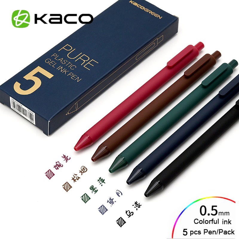 KACO PURE Classic III Gel Pen Pena 0.5mm 5 PCS - K1015(Colorful Ink)Mix Color