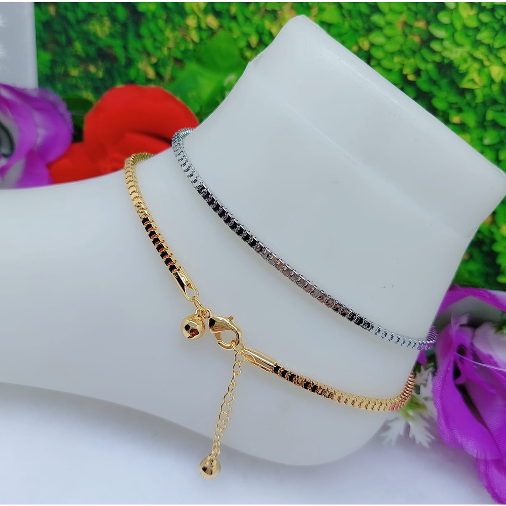 Gelang kaki dan tangan rantai polos lapis emas perhiasan xuping 553