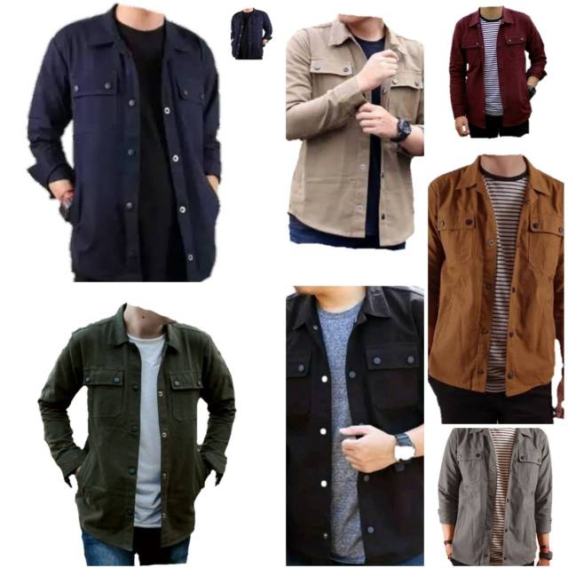 JAKET KEMEJA SEMI PARKA PRIA/ OUTER PRIA/KEMEJA CANVAS/HEM PRIA LENGAN PANJANG/ KEMEJA COWOK COD