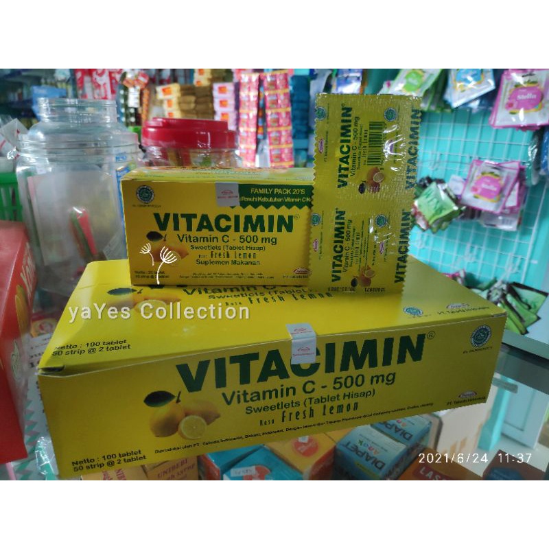 Vitacimin Vitamin C isi 2 Tablet Suplemen Makanan Fresh Lemon