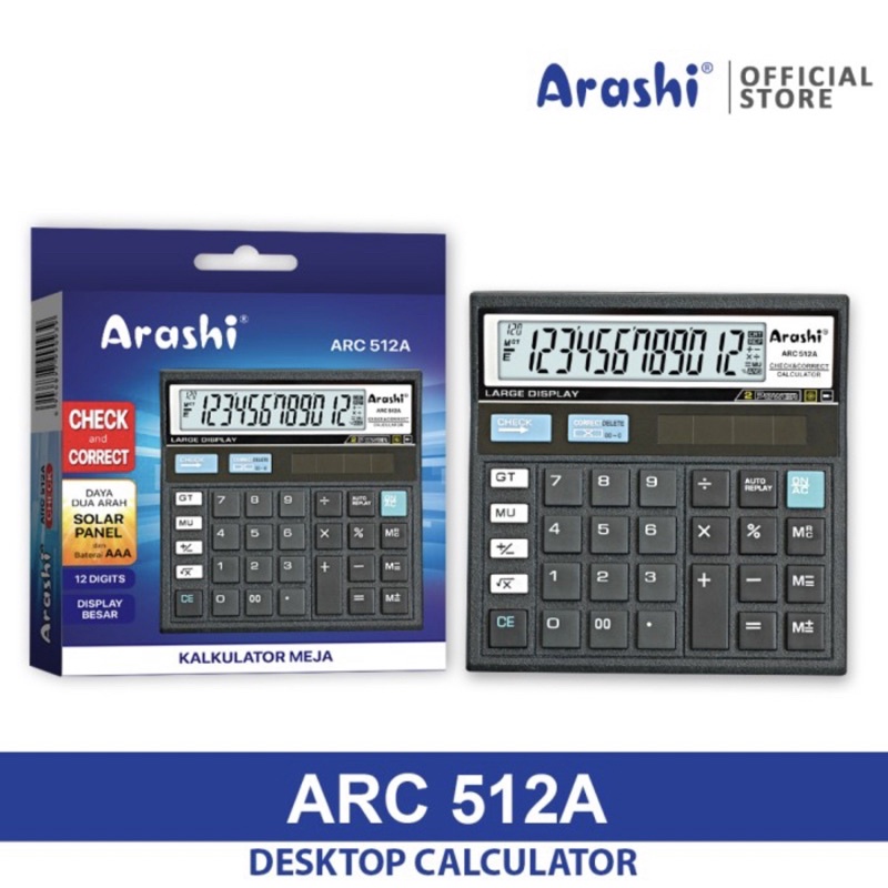 

ARASHI KALKULATOR CALCULATOR 12 DIGITS ARC 512A