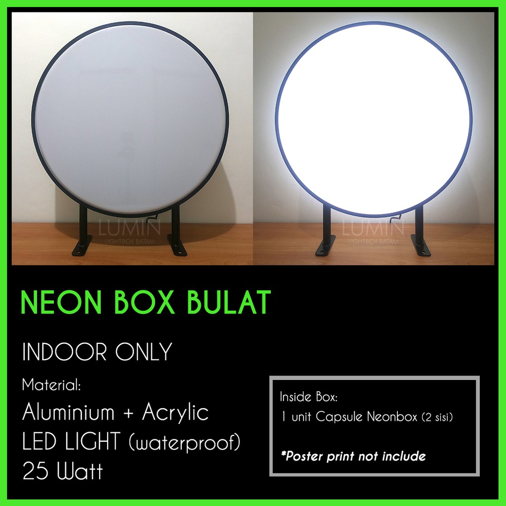 

Neon Box Bulat 2 sisi - 60cm + bracket