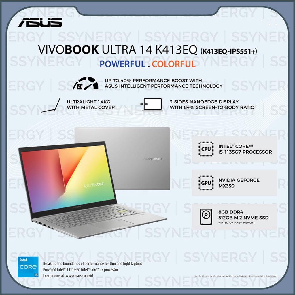 ASUS VivoBook Ultra 14 K413EQ i5-1135G7/MX350/8G/512G/Silver IPS551+