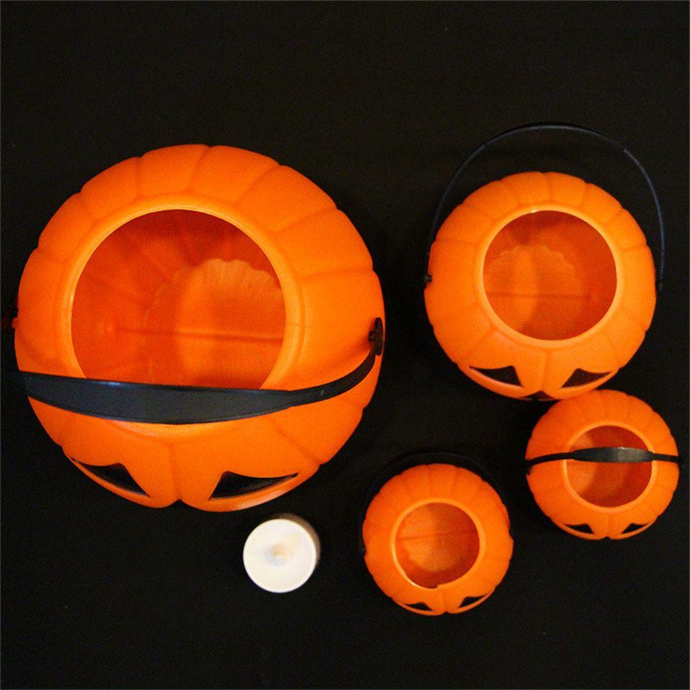 Top 6Pcs Pumpkin Bucket Keranjang Labu Plastik Hadiah Anak Pesta Bucket Props