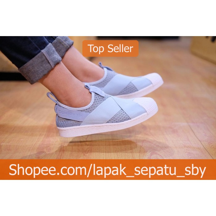 Sepatu Adidas Superstar Slip On Blue - Biru
