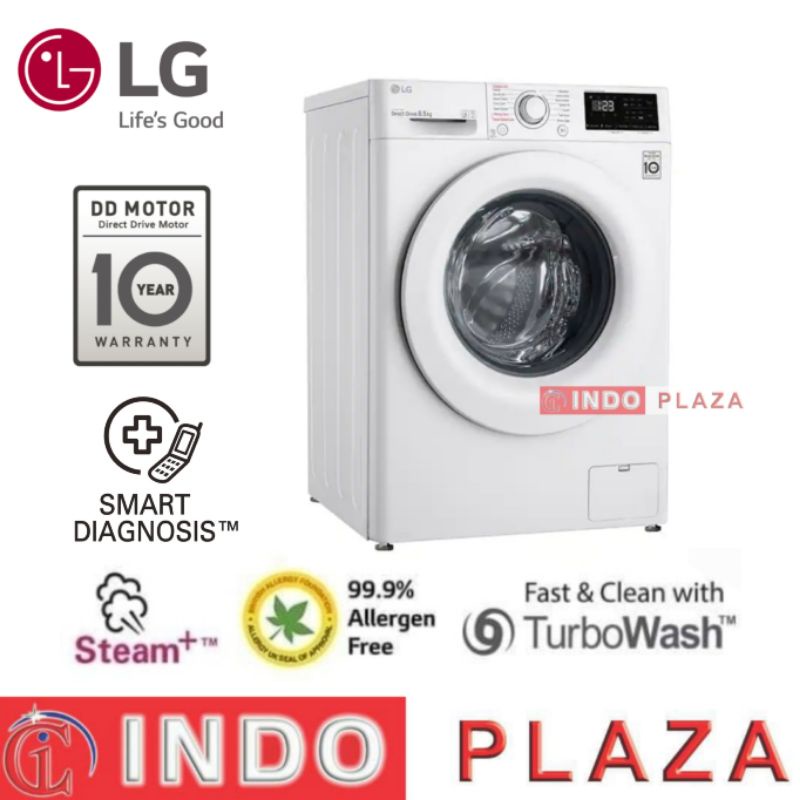 MESIN CUCI LG FRONT LOADING FV-1285S5WS 8.5 Kg STEAM INVERTER