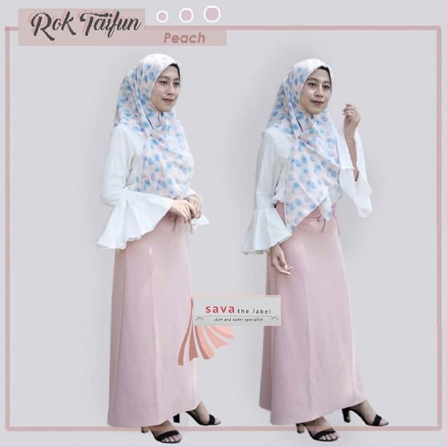 ROK TAIFUN PEACH dusty-Pastel Skirt Lebar Umbrella Babad Wolly Moss Crepe Katun Wolfis Span Diamond
