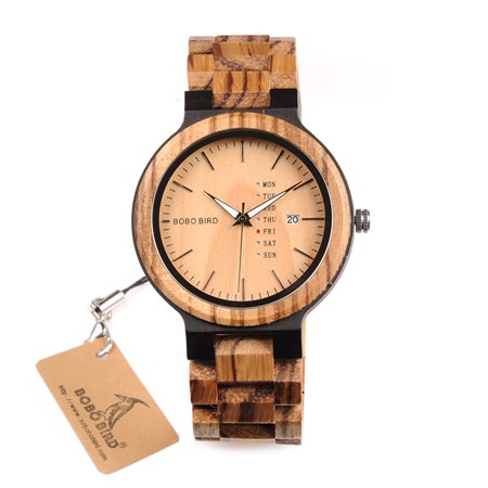 BOBO BIRD Jam Tangan Kayu Analog Pria - Brown