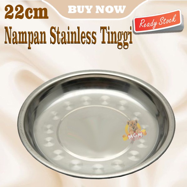 Nampan stainless steel Bulat Tinggi 22cm TEBAL Baskom Ceper