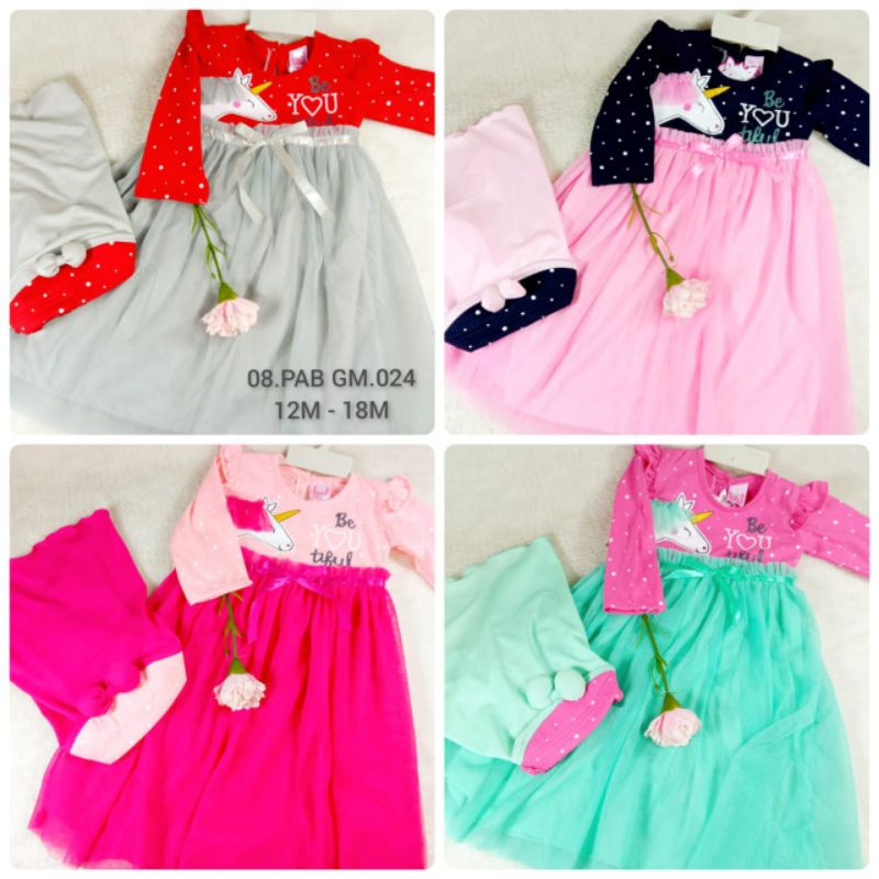 GAMIS QUEEN SET 4IN1 UNICORN DRESS ANAK 0-1 TAHUN/ BAJU MUSLIM ANAK GAMIS TUTU SET BANDO SEPATU UNICORN / GAMIS ANAK PEREMPUAN PREMIUM PINK TUTU GAMIS TUTU PRINCESS MAHKOTA