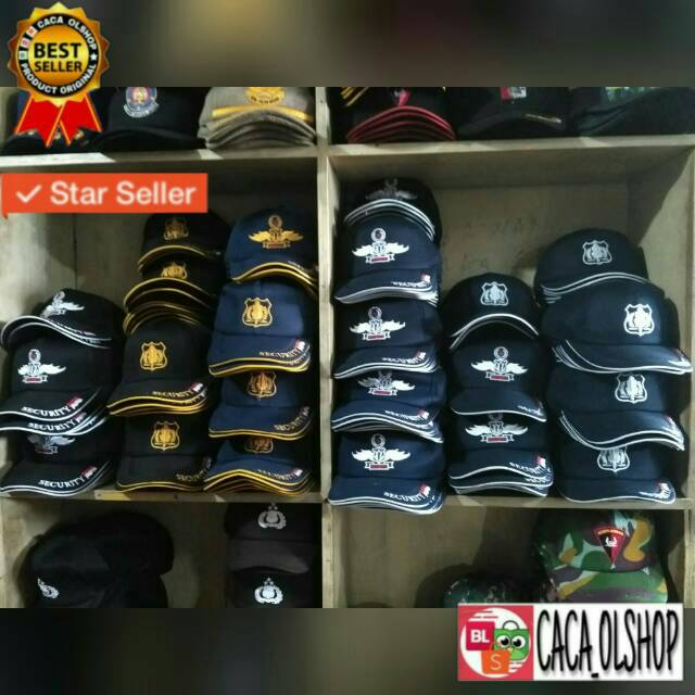 Topi Satpam Security Jaring Dobel Mes Biru Hitam