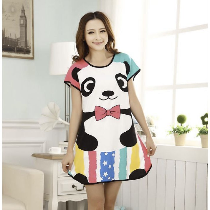 WINGALERY  Baju Tidur Wanita import Daster Wanita Motif Kartun Longgar Korea Fit to XXL 4016