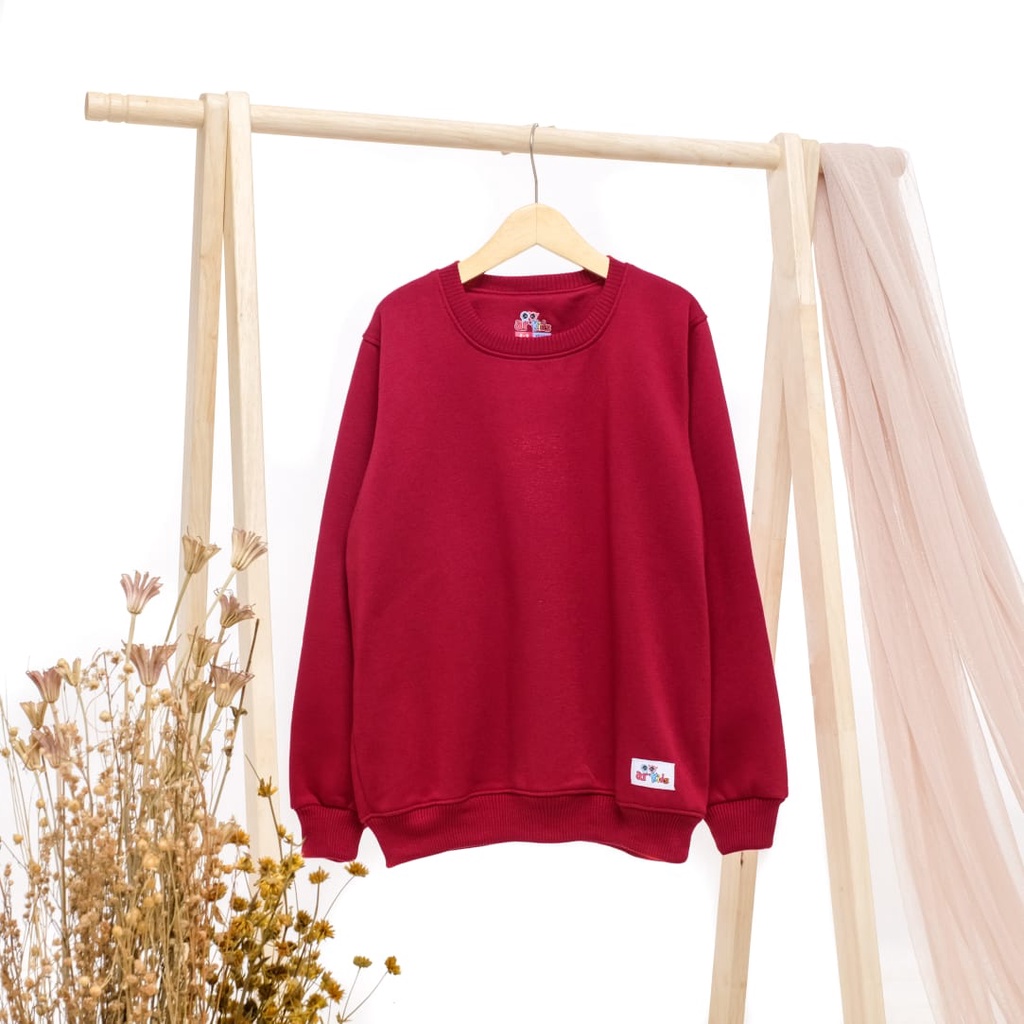 Crewneck Anak Basic Polos by Arhighreskids warna Maroon