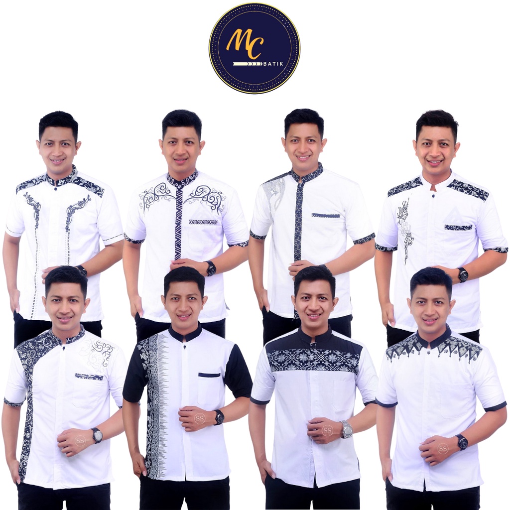 MCbatik Fashion Muslim | Baju Koko/Baju Muslim Lengan Pendek White Series Premium