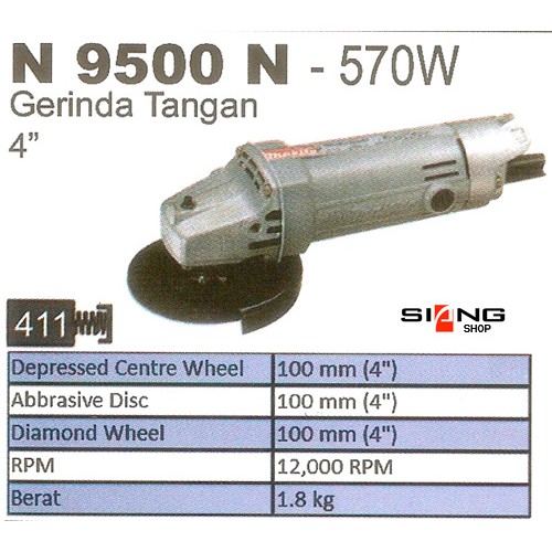 Makita N 9500 N / N9500N Mesin Gerinda Tangan 4&quot;