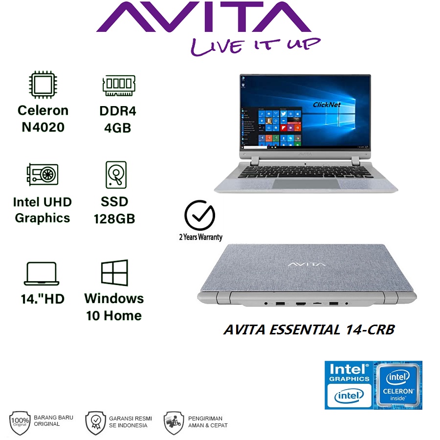 AVITA ESSENTIAL 14-CRB Intel N4020 4GB 128GB SSD HD WIN10