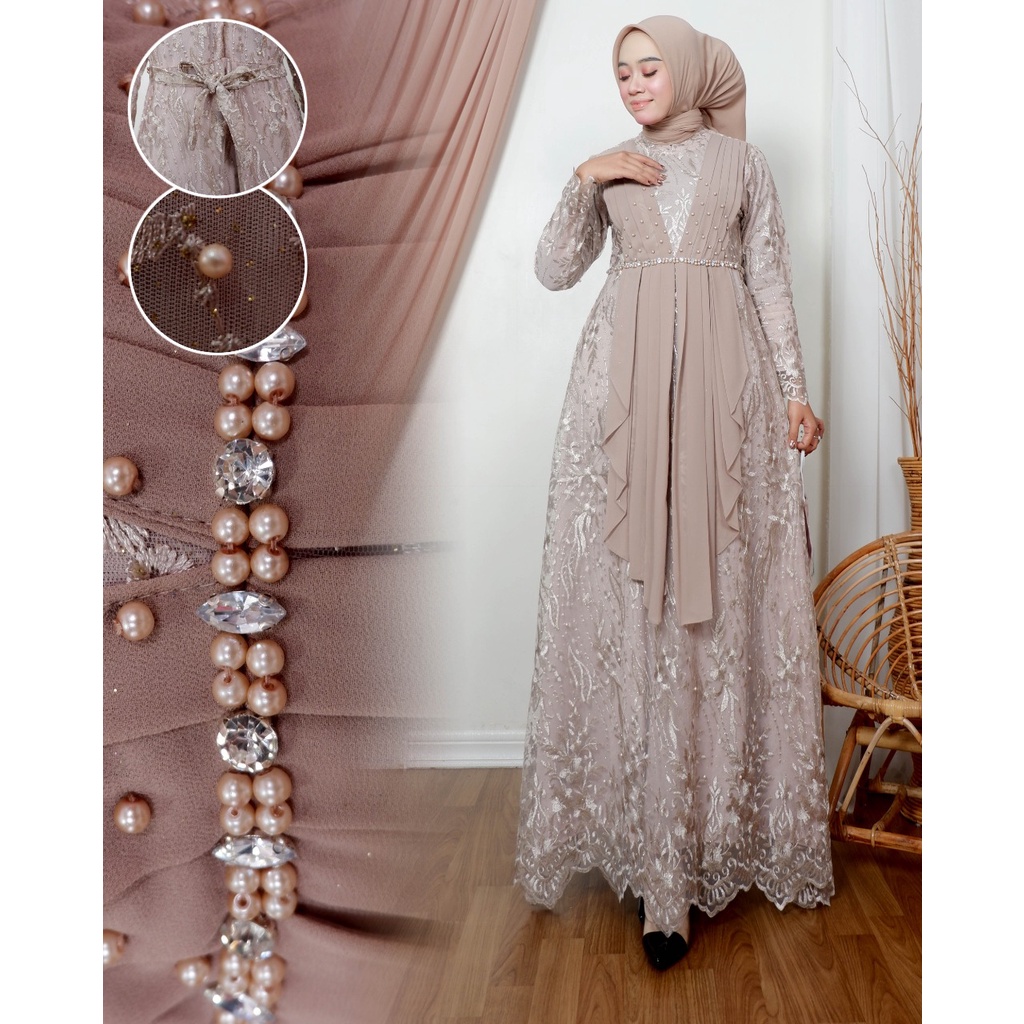 Permata Olshop / Kebaya Gamis Nazwa / Gamis Pesta Terbaru / Gamis Tille Brokat / Kebaya Gamis Kondangan