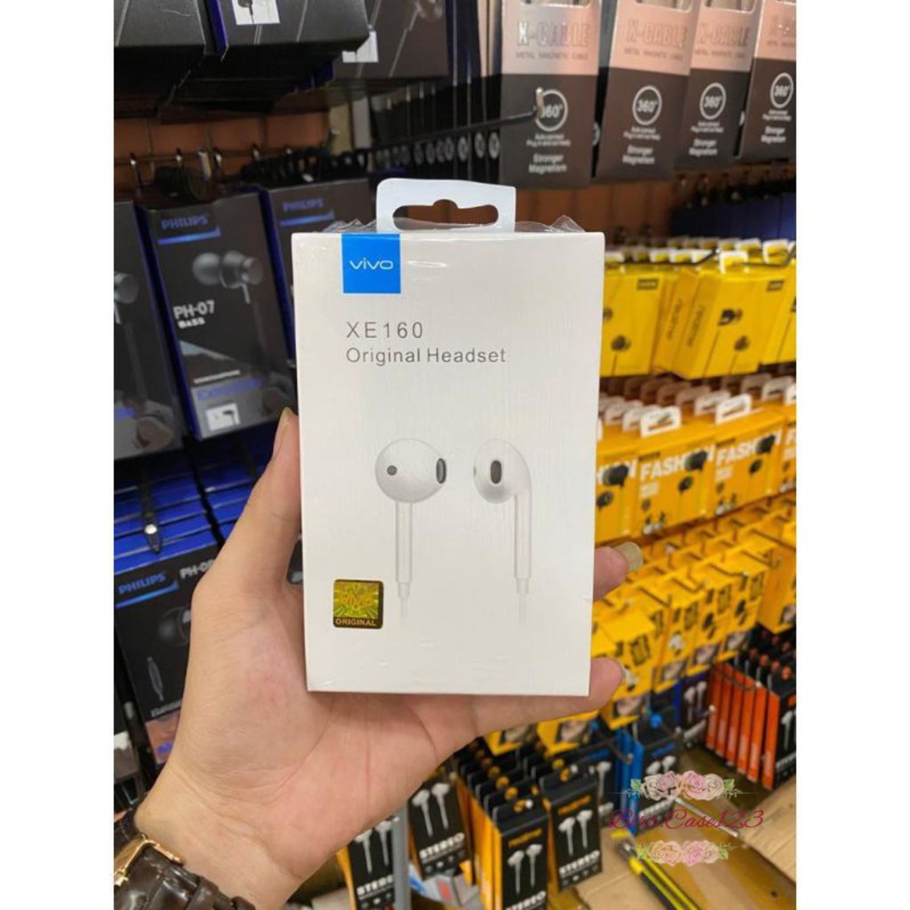 XE160 Headset headsfree earphone Hf ORIGINAL VIVO Y53 y71 y81 y83 Y91c Y91 y93 y20 y30 y50 v7 v9 Y12 y15 V20 JACK 3.5MM BC6037