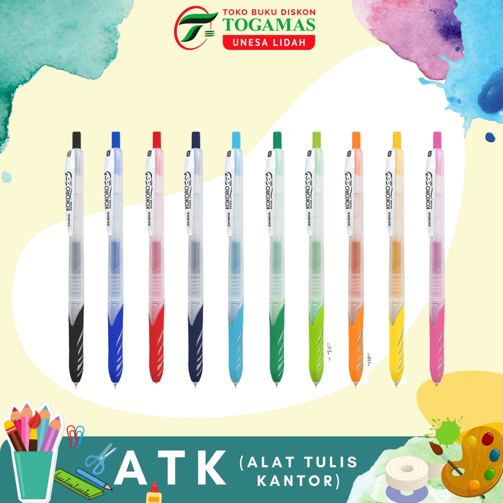 

BEST SELLER !! PROMO !! BALLPEN PULPEN BOLPOINT ECER GEL 0.5 KOKORO PLUS WARNA ZEBRA/ READY STOCK