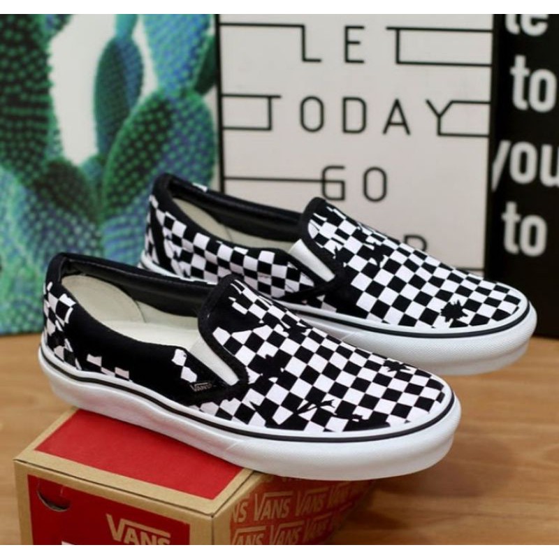 glitch checkered vans