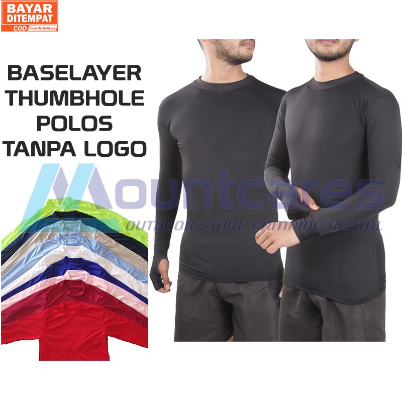 MANSET BAJU OUTDOOR HITAM POLOS LENGAN PANJANG ADA LUBANG JEMPOL BASELAYER NON THUMBHOLE PRIA WANITA