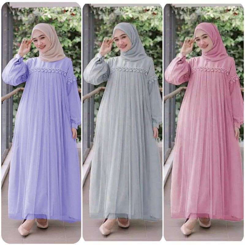 Maxi Nuraini / Dress Nuraini / Dress Maxi Tile / Gamis Muslim Terbaru