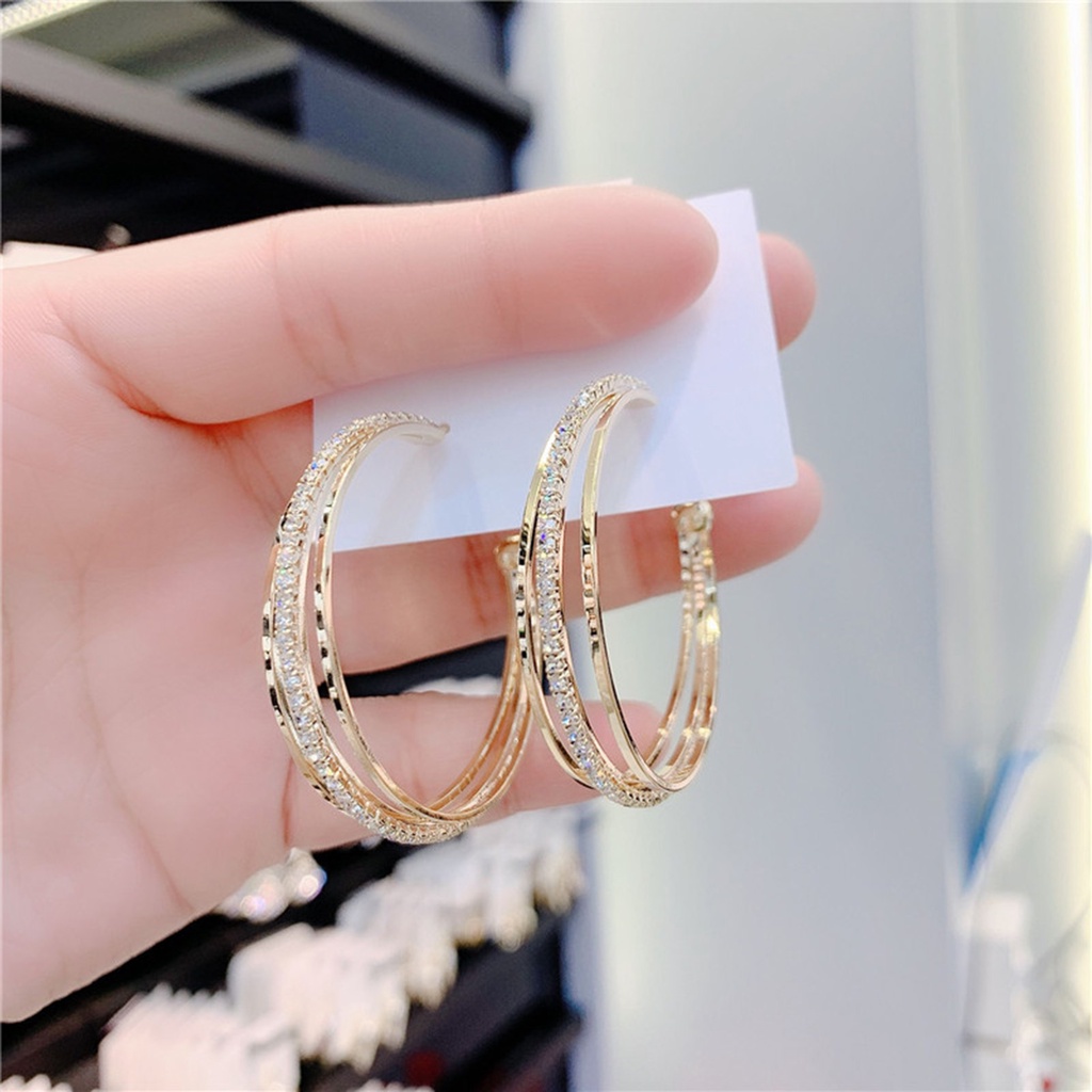 Hu Hu Hu Hu Hu Alat Bantu Pasang Kacamata♡ 1 Pasang Anting Juntai Bentuk Bulat Aksen Berlian Imitasi Portable Anti deformed Untuk Wanita